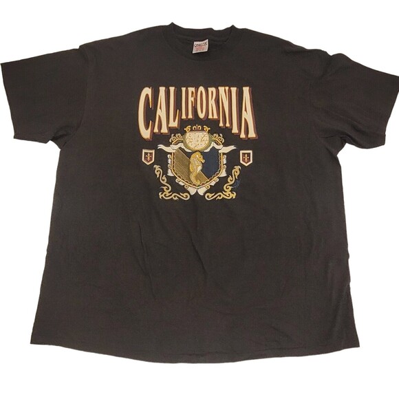 VTG 90s T Shirt XXL Black 2XL Single Stitch California Lazy Guys Club USA Tee - Picture 1 of 9